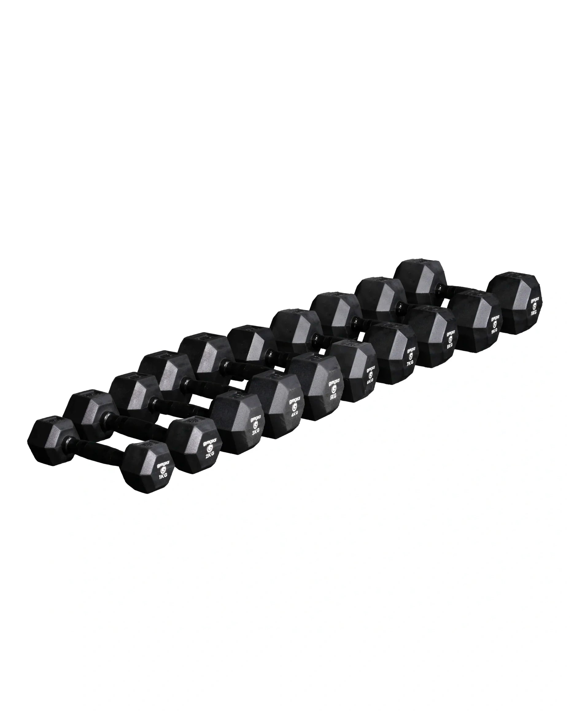 Rubber Hex Dumbbells (Black Handles) - Image 3